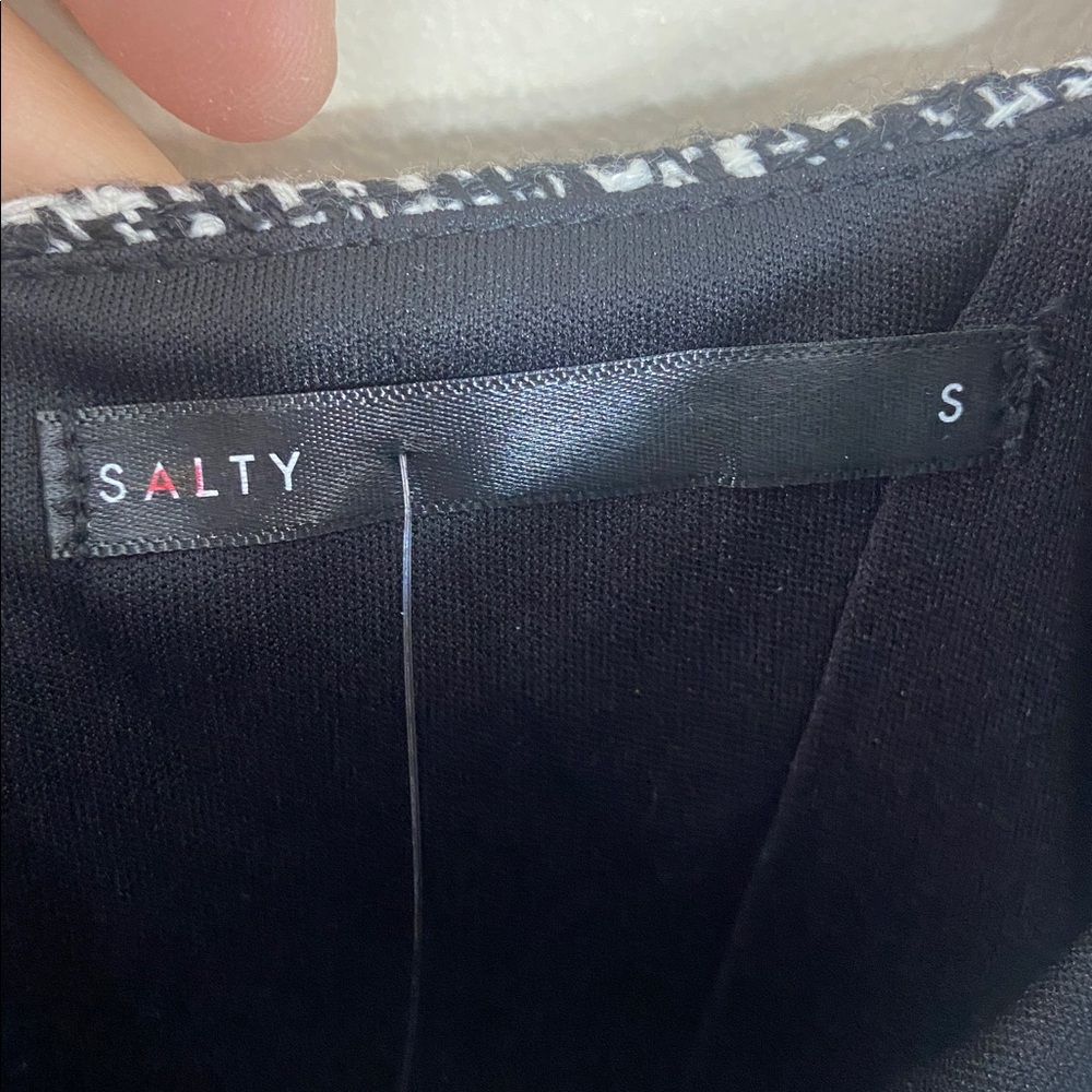 Salty Tweed Mini Dress Bustier Underwire Black White Structured Bodycon Small - Picture 4 of 7